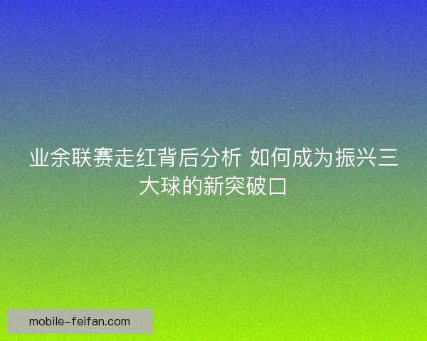业余联赛走红背后分析 如何成为振兴三大球的新突破口